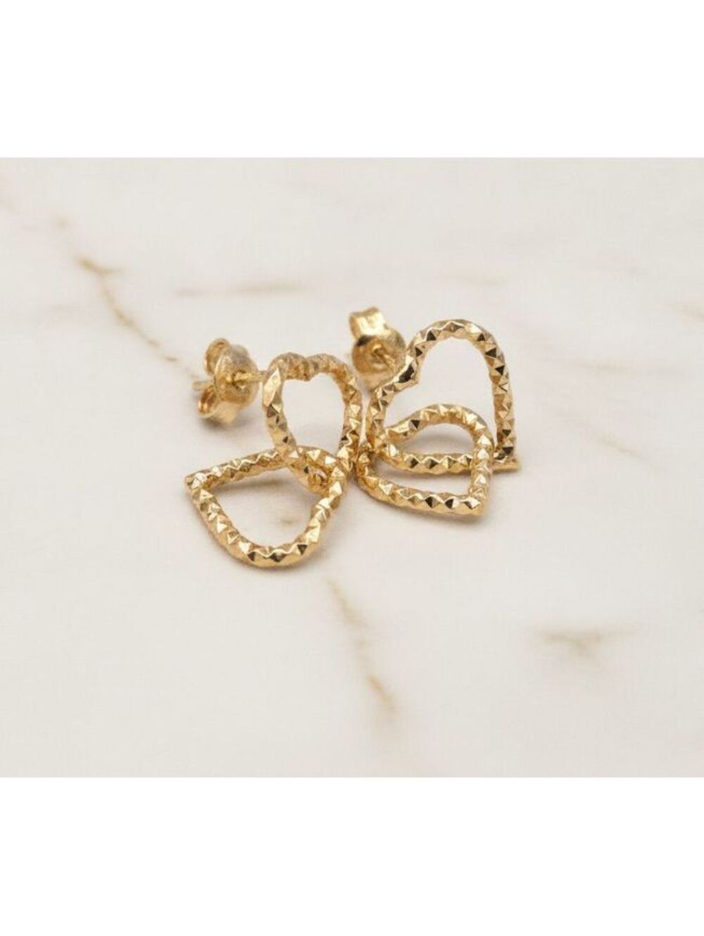 14Kt italy double heart earrings, new with tags